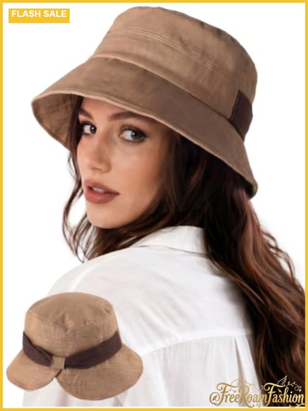Cotton Linen Bucket Hat Packable Foldable Adjustable Travel Sun Hat